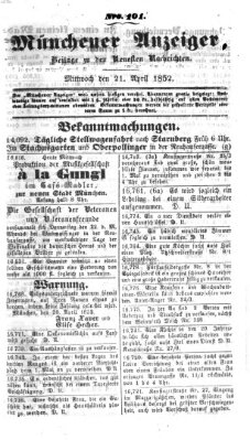 Neueste Nachrichten aus dem Gebiete der Politik (Münchner neueste Nachrichten) Mittwoch 21. April 1852
