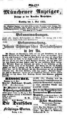 Neueste Nachrichten aus dem Gebiete der Politik (Münchner neueste Nachrichten) Samstag 1. Mai 1852