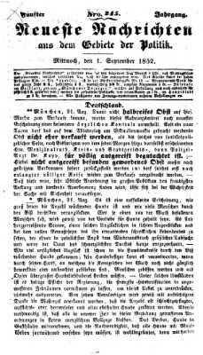 Neueste Nachrichten aus dem Gebiete der Politik (Münchner neueste Nachrichten) Mittwoch 1. September 1852