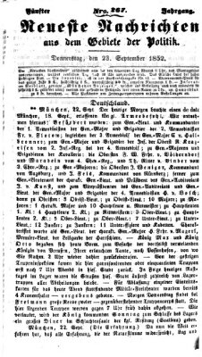 Neueste Nachrichten aus dem Gebiete der Politik (Münchner neueste Nachrichten) Donnerstag 23. September 1852