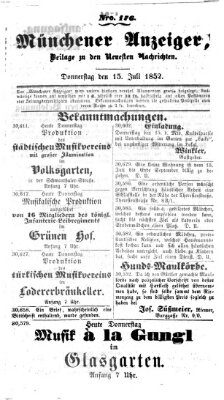 Neueste Nachrichten aus dem Gebiete der Politik (Münchner neueste Nachrichten) Donnerstag 15. Juli 1852