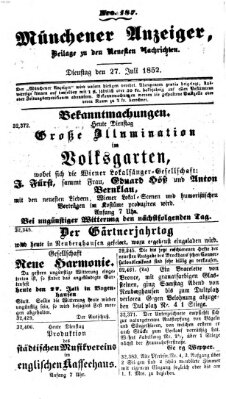 Neueste Nachrichten aus dem Gebiete der Politik (Münchner neueste Nachrichten) Dienstag 27. Juli 1852