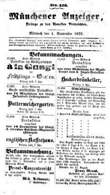 Neueste Nachrichten aus dem Gebiete der Politik (Münchner neueste Nachrichten) Mittwoch 1. September 1852