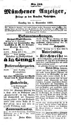 Neueste Nachrichten aus dem Gebiete der Politik (Münchner neueste Nachrichten) Samstag 4. September 1852