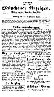 Neueste Nachrichten aus dem Gebiete der Politik (Münchner neueste Nachrichten) Sonntag 12. September 1852