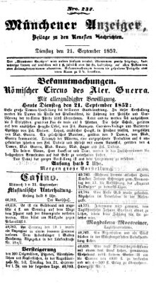 Neueste Nachrichten aus dem Gebiete der Politik (Münchner neueste Nachrichten) Dienstag 21. September 1852