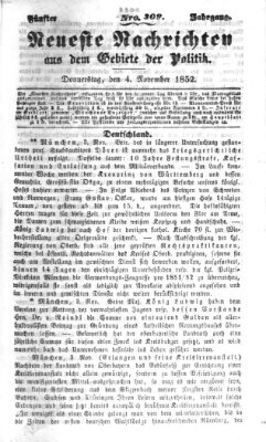Neueste Nachrichten aus dem Gebiete der Politik (Münchner neueste Nachrichten) Donnerstag 4. November 1852
