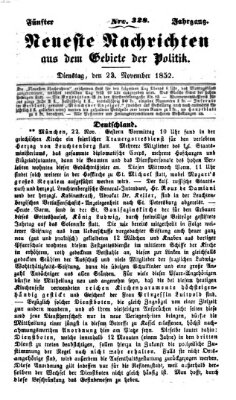 Neueste Nachrichten aus dem Gebiete der Politik (Münchner neueste Nachrichten) Dienstag 23. November 1852