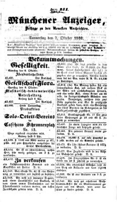 Neueste Nachrichten aus dem Gebiete der Politik (Münchner neueste Nachrichten) Donnerstag 7. Oktober 1852