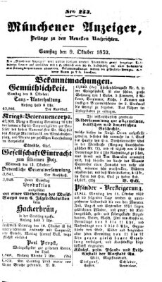 Neueste Nachrichten aus dem Gebiete der Politik (Münchner neueste Nachrichten) Samstag 9. Oktober 1852
