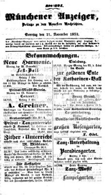 Neueste Nachrichten aus dem Gebiete der Politik (Münchner neueste Nachrichten) Sonntag 21. November 1852