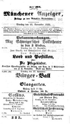 Neueste Nachrichten aus dem Gebiete der Politik (Münchner neueste Nachrichten) Dienstag 23. November 1852
