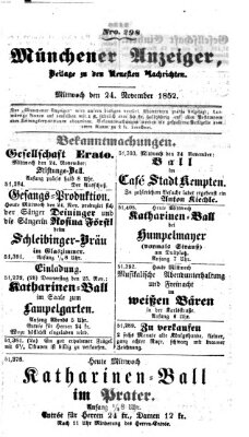 Neueste Nachrichten aus dem Gebiete der Politik (Münchner neueste Nachrichten) Mittwoch 24. November 1852