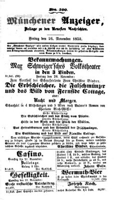 Neueste Nachrichten aus dem Gebiete der Politik (Münchner neueste Nachrichten) Freitag 26. November 1852