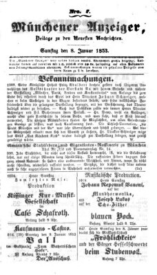 Neueste Nachrichten aus dem Gebiete der Politik (Münchner neueste Nachrichten) Samstag 8. Januar 1853