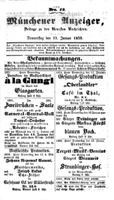 Neueste Nachrichten aus dem Gebiete der Politik (Münchner neueste Nachrichten) Donnerstag 13. Januar 1853