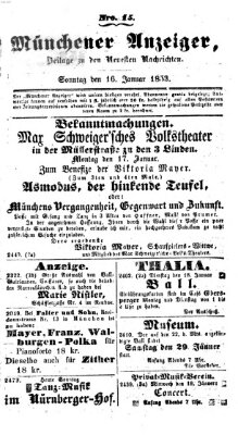 Neueste Nachrichten aus dem Gebiete der Politik (Münchner neueste Nachrichten) Sonntag 16. Januar 1853