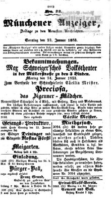 Neueste Nachrichten aus dem Gebiete der Politik (Münchner neueste Nachrichten) Sonntag 23. Januar 1853