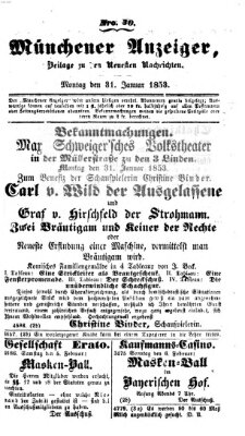 Neueste Nachrichten aus dem Gebiete der Politik (Münchner neueste Nachrichten) Montag 31. Januar 1853
