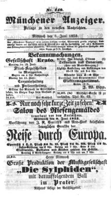 Neueste Nachrichten aus dem Gebiete der Politik (Münchner neueste Nachrichten) Mittwoch 8. Juni 1853