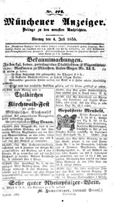 Neueste Nachrichten aus dem Gebiete der Politik (Münchner neueste Nachrichten) Montag 4. Juli 1853