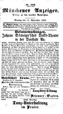 Neueste Nachrichten aus dem Gebiete der Politik Sonntag 11. September 1853