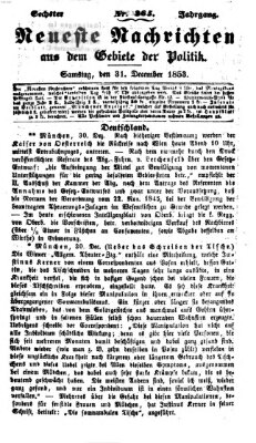 Neueste Nachrichten aus dem Gebiete der Politik (Münchner neueste Nachrichten) Samstag 31. Dezember 1853