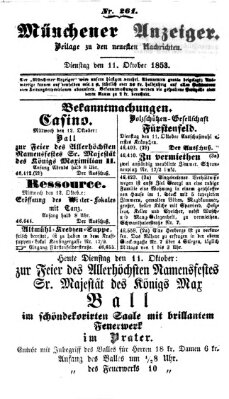 Neueste Nachrichten aus dem Gebiete der Politik (Münchner neueste Nachrichten) Dienstag 11. Oktober 1853
