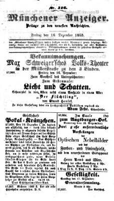 Neueste Nachrichten aus dem Gebiete der Politik (Münchner neueste Nachrichten) Freitag 16. Dezember 1853