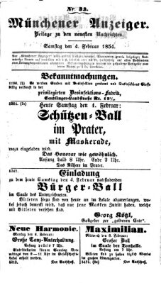 Neueste Nachrichten aus dem Gebiete der Politik (Münchner neueste Nachrichten) Samstag 4. Februar 1854