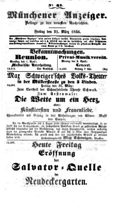 Neueste Nachrichten aus dem Gebiete der Politik (Münchner neueste Nachrichten) Freitag 31. März 1854