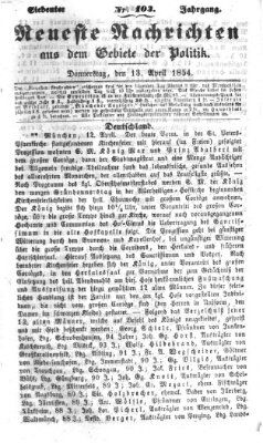 Neueste Nachrichten aus dem Gebiete der Politik (Münchner neueste Nachrichten) Donnerstag 13. April 1854
