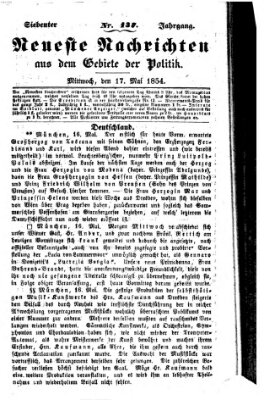 Neueste Nachrichten aus dem Gebiete der Politik (Münchner neueste Nachrichten) Mittwoch 17. Mai 1854