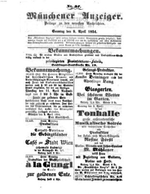 Neueste Nachrichten aus dem Gebiete der Politik (Münchner neueste Nachrichten) Sonntag 9. April 1854