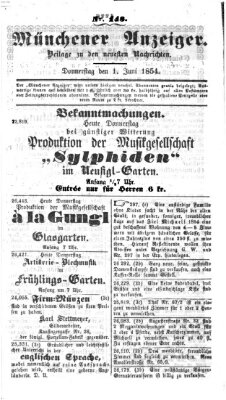 Neueste Nachrichten aus dem Gebiete der Politik (Münchner neueste Nachrichten) Donnerstag 1. Juni 1854