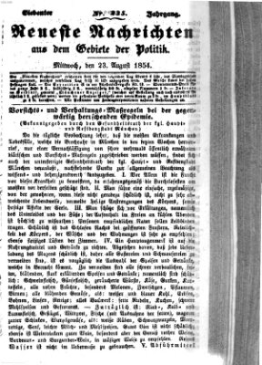 Neueste Nachrichten aus dem Gebiete der Politik (Münchner neueste Nachrichten) Mittwoch 23. August 1854