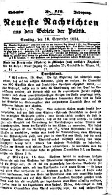 Neueste Nachrichten aus dem Gebiete der Politik Samstag 16. September 1854