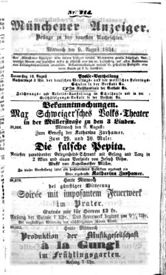Neueste Nachrichten aus dem Gebiete der Politik (Münchner neueste Nachrichten) Mittwoch 9. August 1854