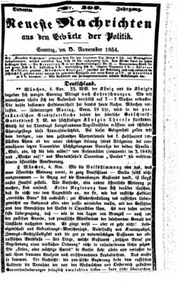 Neueste Nachrichten aus dem Gebiete der Politik (Münchner neueste Nachrichten) Sonntag 5. November 1854