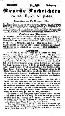 Neueste Nachrichten aus dem Gebiete der Politik (Münchner neueste Nachrichten) Donnerstag 28. Dezember 1854