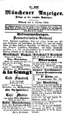 Neueste Nachrichten aus dem Gebiete der Politik (Münchner neueste Nachrichten) Mittwoch 4. Oktober 1854