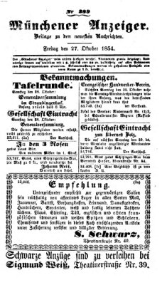 Neueste Nachrichten aus dem Gebiete der Politik (Münchner neueste Nachrichten) Freitag 27. Oktober 1854