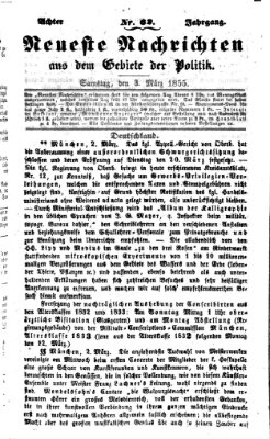 Neueste Nachrichten aus dem Gebiete der Politik (Münchner neueste Nachrichten) Samstag 3. März 1855