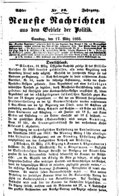 Neueste Nachrichten aus dem Gebiete der Politik (Münchner neueste Nachrichten) Samstag 17. März 1855