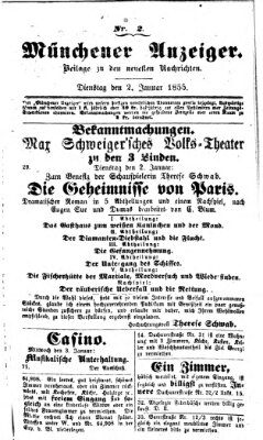 Neueste Nachrichten aus dem Gebiete der Politik (Münchner neueste Nachrichten) Dienstag 2. Januar 1855