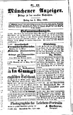 Neueste Nachrichten aus dem Gebiete der Politik (Münchner neueste Nachrichten) Freitag 9. März 1855