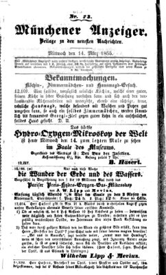 Neueste Nachrichten aus dem Gebiete der Politik (Münchner neueste Nachrichten) Mittwoch 14. März 1855
