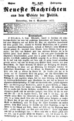 Neueste Nachrichten aus dem Gebiete der Politik (Münchner neueste Nachrichten) Donnerstag 6. September 1855