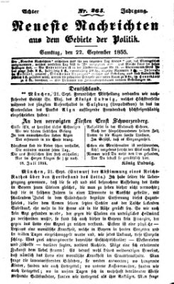 Neueste Nachrichten aus dem Gebiete der Politik (Münchner neueste Nachrichten) Samstag 22. September 1855
