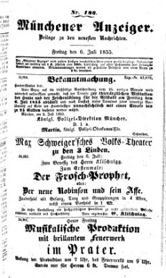 Neueste Nachrichten aus dem Gebiete der Politik (Münchner neueste Nachrichten) Freitag 6. Juli 1855